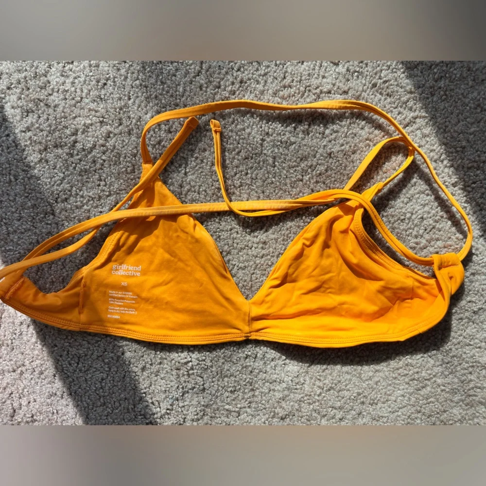 girlfriend collective lanai bikini swim top spritz yellow XS